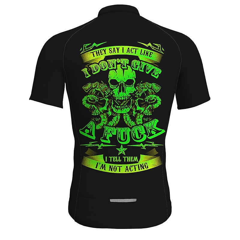 Men's Cycling Jersey Skull Letter & Number Funny Short Sleeve Bike Tee Tshirt Top with 3 Rear Pockets Mountain Bike MTB Road Bike Cycling Quick Dry Reflective Strips Back Pocket Moisture Wicking2