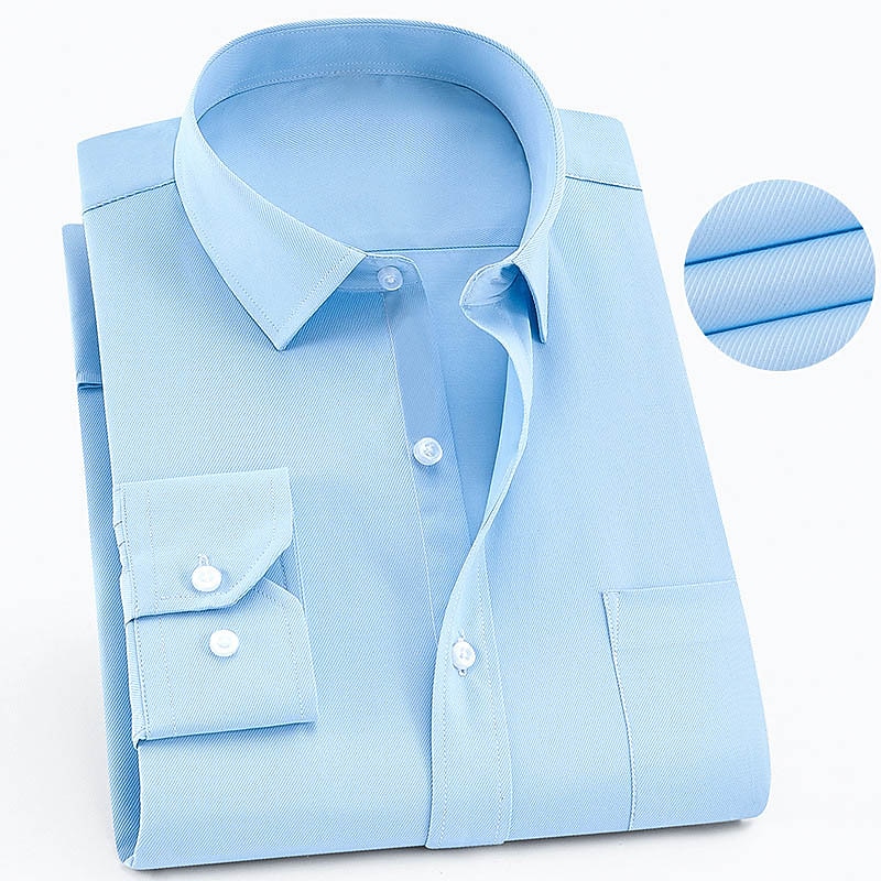 Men's Dress Shirt Black White Pink Long Sleeve Plain Turndown Summer Spring & Summer Wedding Outdoor Clothing Apparel Front Pocket