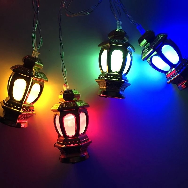 Ramadan Eid LED String Light Muslim Lantern Mubarak Lantern Oil Lamp AA Battery Box LED Party Home Decorative Lantern Lighting4