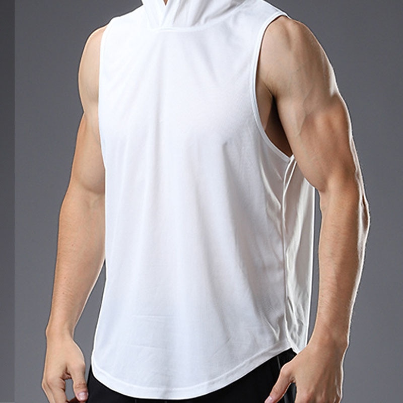 Men's Tank Top Undershirt Muscle Shirt Moisture Wicking Shirts Sleeveless Hooded Summer Plain Classic & Timeless Casual Daily Workout Daily Sports Going out White Top Tee for Men3