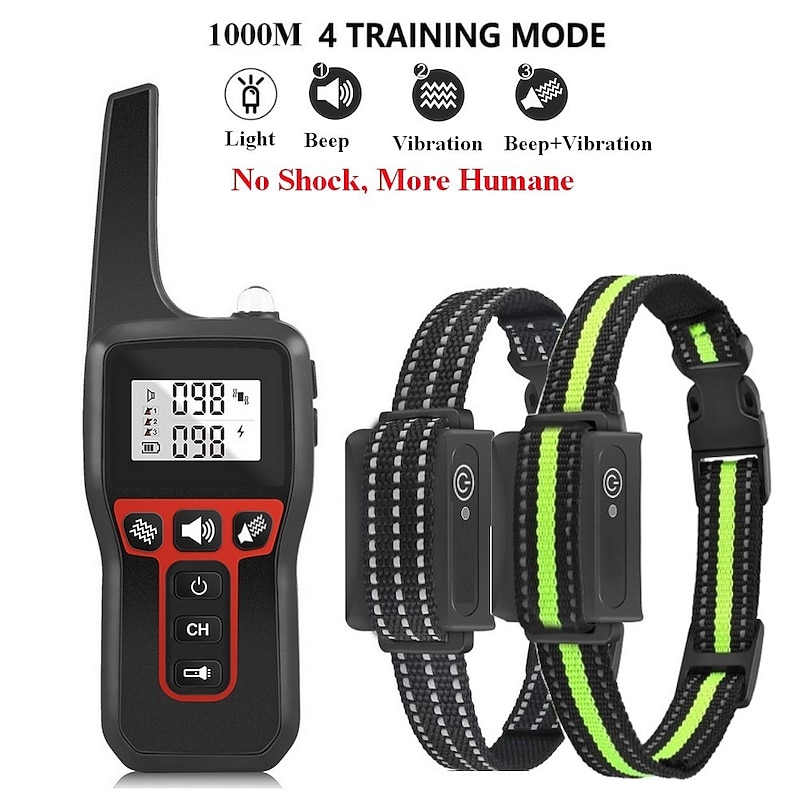 3300FT No Shock Pet Dog Training Collar Beep Vibrating Pet Trainer IPX7 Waterproof Rechargeable Pet Training Collar No Prongs Sound and Vibration Collar