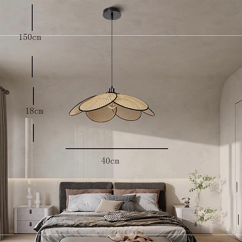 Rattan Woven Chandelier Retro Light Fixture Living Room Dining Room Balcony entrance Boho Home Decoration Lamp4