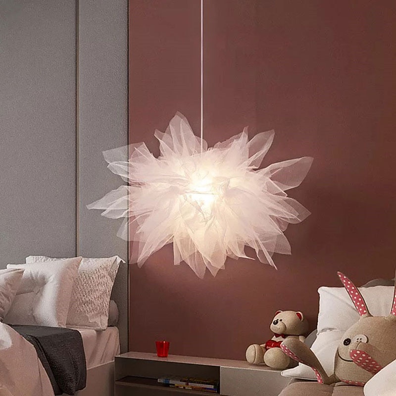 LED Pendant Light White Mesh Chandelier Modern Pendant Light Wedding Room Living Room Girls Room Bedroom Chandelier Personality Creative Romantic Lighting2