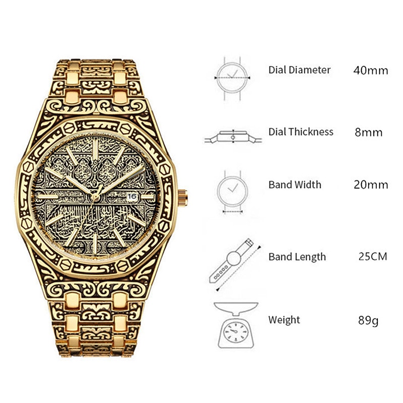 Men Quartz Watch Wrist Watch Calendar Large Dial Waterproof Alloy Watch2