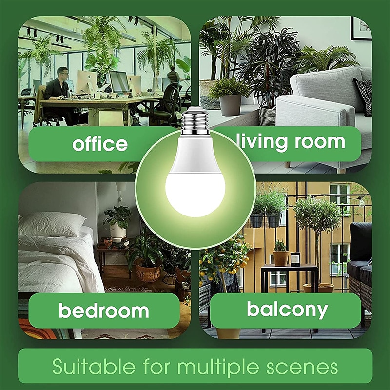 LED Grow Light Bulbs A19 Bulb Full Spectrum for Indoor Plant E26 Base 12W/15W Grow Bulb 100W Equivalent Grow Light for Indoor Plants Seed Starting 2Pack2