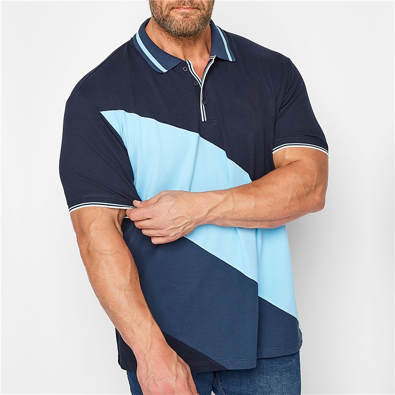 Men's Plus Size Polo Shirt Big and Tall Color Block Turndown Print Short Sleeve Spring & Summer Sports Fashion Streetwear Designer Outdoor Street Tops2