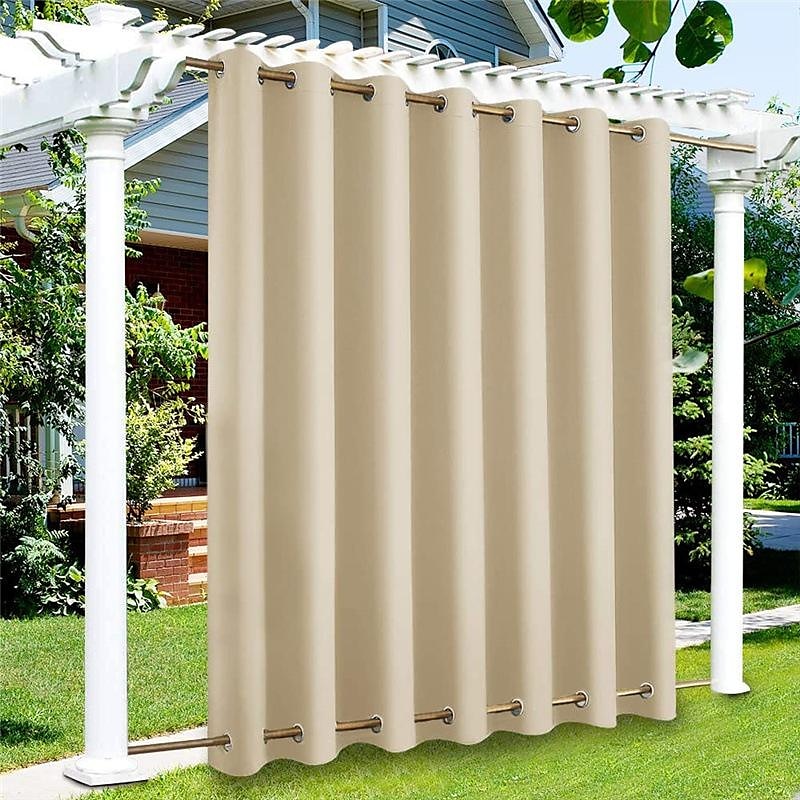 Waterproof Outdoor Curtain Privacy, Double Grommet(Top and Bottom) Sliding Patio Curtain Farmhouse Drapes, Pergola Curtains Grommet For Gazebo, Balcony, Porch, Party, Hotel, 1 Panel4