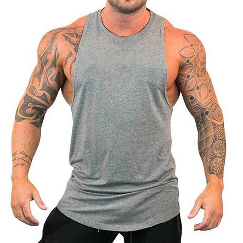 Men's Tank Top Vest Top Undershirt Sleeveless Crew Neck Summer Plain Fashion Muscle Workout Vacation Sport Daily Black White Blue Top Tee for Men4