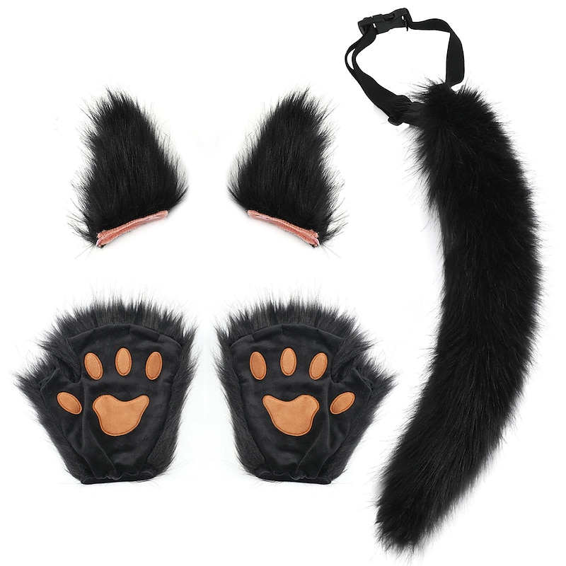 Cat role play costume kitten tail ear collar claw glove anime Gothic suit Carnival carnival imitation animal tail ear gloves dress up cosplay role-playing outdoor party props4