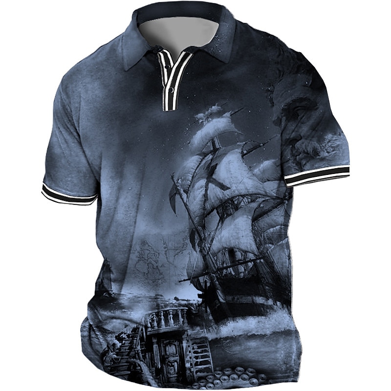 Men's Plus Size Polo Shirt Big and Tall Graphic Prints Turndown Print Short Sleeve Spring & Summer Sports Fashion Streetwear Designer Outdoor Street Tops2