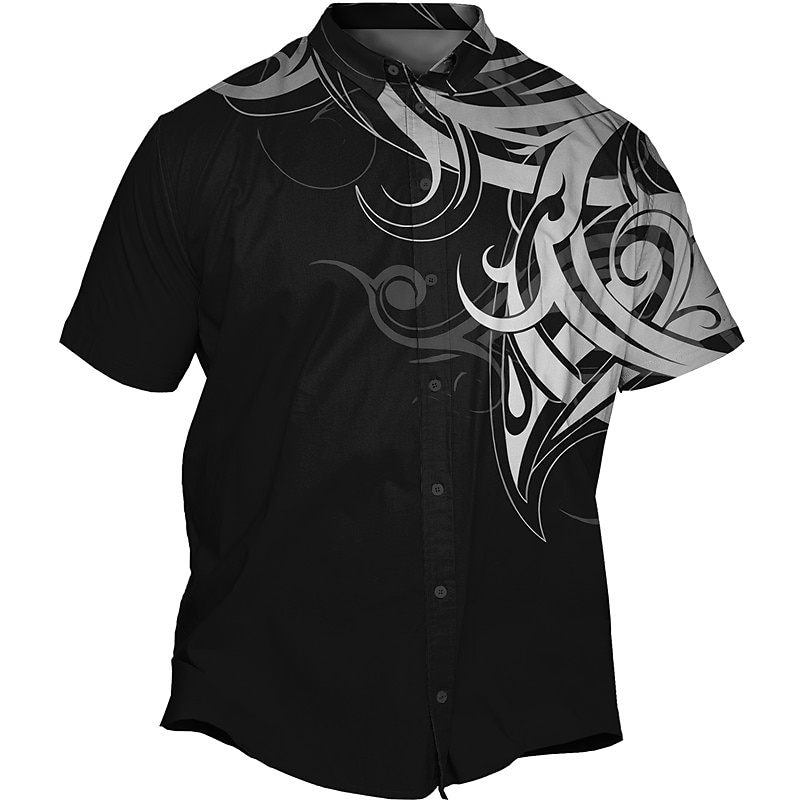 Men's Plus Size Summer Hawaiian Shirt Big and Tall Graphic Prints Turndown Buttons Short Sleeve Spring & Summer Tropical Fashion Hawaiian Outdoor Vacation Tops4