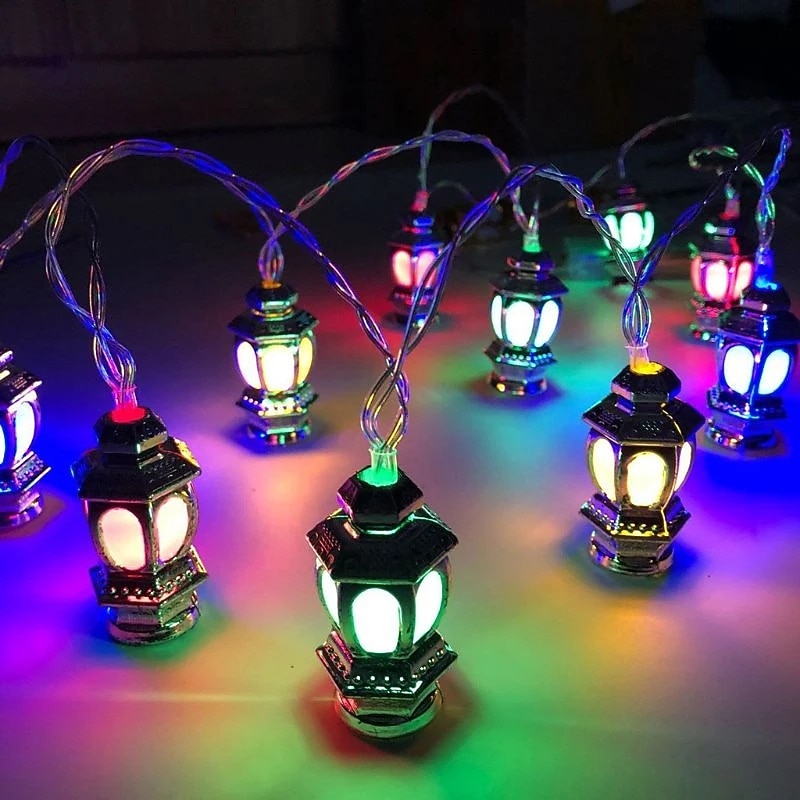 Ramadan Eid LED String Light Muslim Lantern Mubarak Lantern Oil Lamp AA Battery Box LED Party Home Decorative Lantern Lighting2