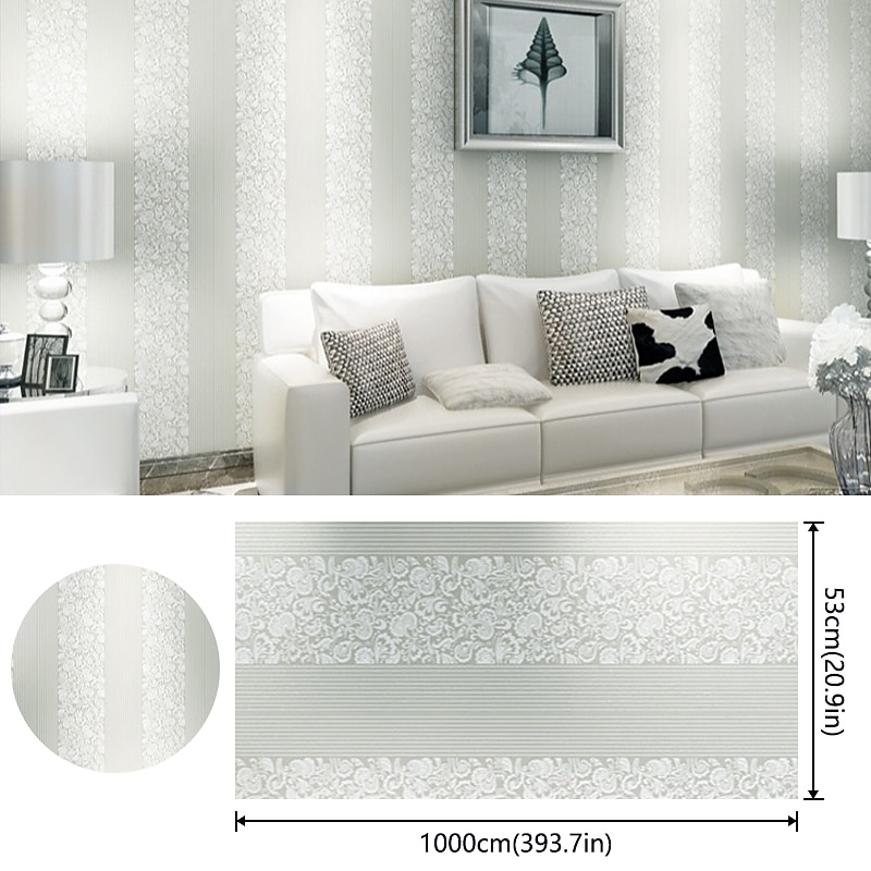 Wallpaper Wall Covering Sticker Film Flowers Modern Embossed Stripe Three-dimensional Relief Stripes Non Woven HomeDeco 53*1000CM2