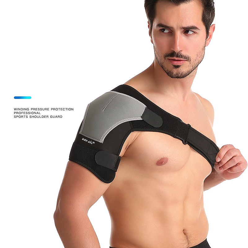 1PC Shoulder Pad Sports Men's Protective Pressurized Left and Right Shoulders Adjustable Processing Section Strain Weightlifting Fixed Strap3