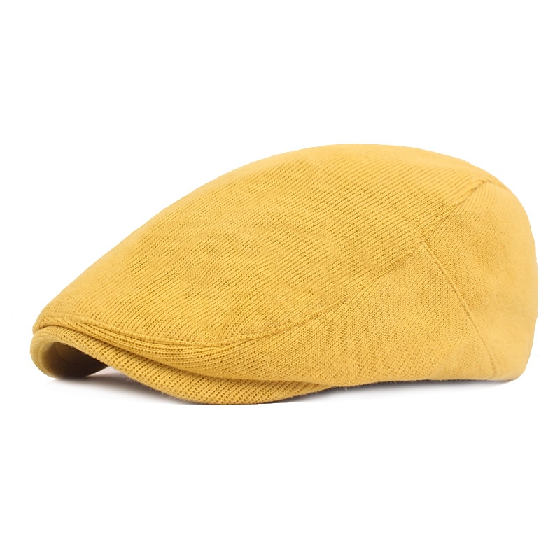 Men's Flat Cap Black Yellow Cotton Streetwear Stylish 1920s Fashion Outdoor Daily Going out Plain Warm3