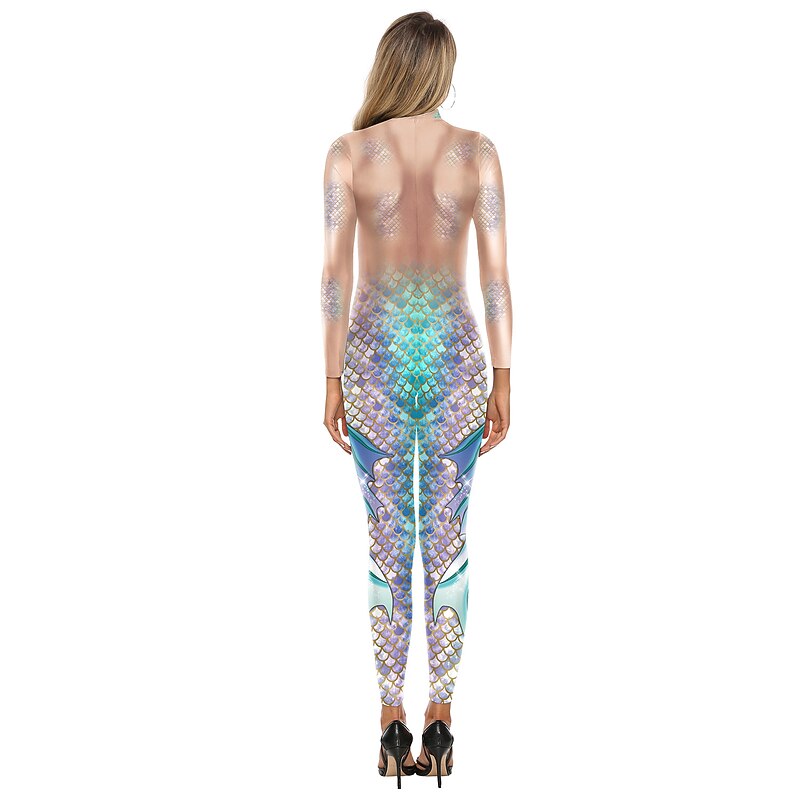 Zentai Suits Cosplay Costume Bodysuit Mermaid Carnival Costume Full Body Suit Women's Cosplay Sexy Costume Mermaid Spandex Lycra Costume for Halloween Carnival Masquerade Adults'3