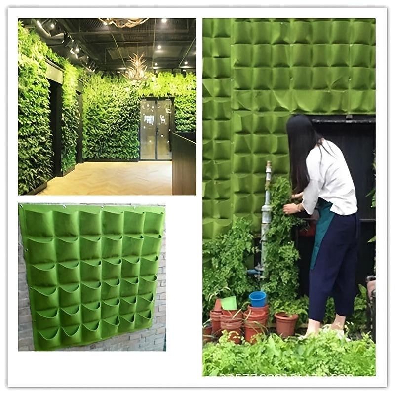 Vertical Hanging Wall, Growing Bag Green Planting Bags, Gardening Vegetable Seedling Living Garden Bag Home Supplies 18/25/36/49/64/72 Pockets4