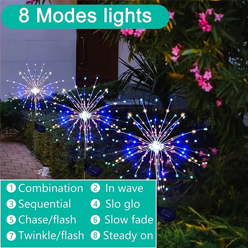 Solar Fireworks Lights 90/120/150/200 LEDS Outdoor DIY Solar Lights Copper Filament Garden Decorative Lights Waterproof Fairy Lights Lawn Lights4