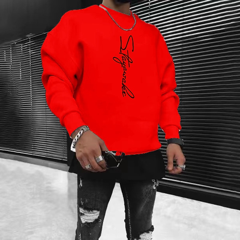 Men's Solid Color Pullover Long Sleeve Sweatshirt Crew Neck Streetwear Sportswear Basic Hot Stamping Sports & Outdoor Casual Streetwear Oversized Spring Fall3