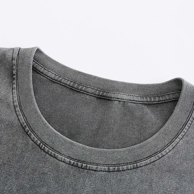 Men's 100% Cotton Acid Wash Shirt Oversized Shirt Short Sleeve Crew Neck Spring & Summer Plain Fashion Designer Casual Sports & Outdoor Daily Streetwear Black Blue Green Top Tee for Men3