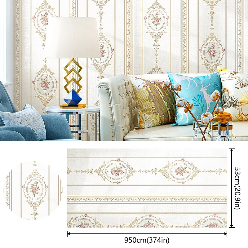 Farmhouse Style Wallpaper Non-woven Wallpaper Adhesive Required Wall Mural,Cabinet Furniture Countertop Paper Roll Wallpaper,20.8"x374" /53x950cm 1 Roll(Need Glue)2