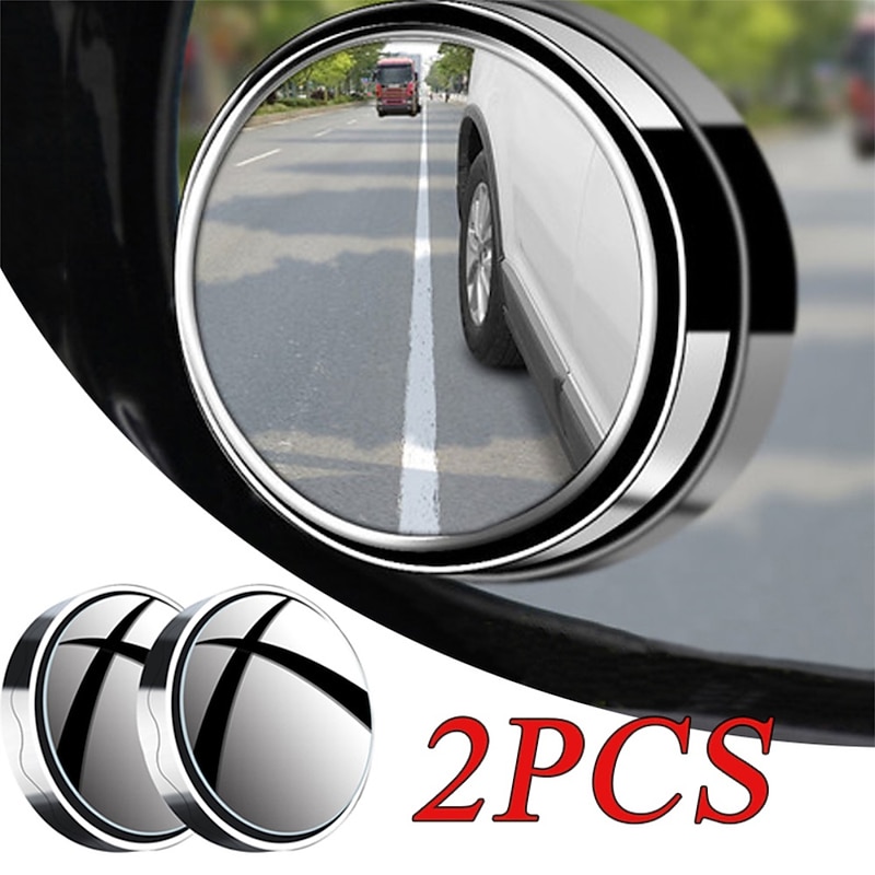 Car Suction Cup Mount Auxiliary Rearview Mirror 360 Degree Rotating Wide-angle Round Frame Blind Spot Mirror