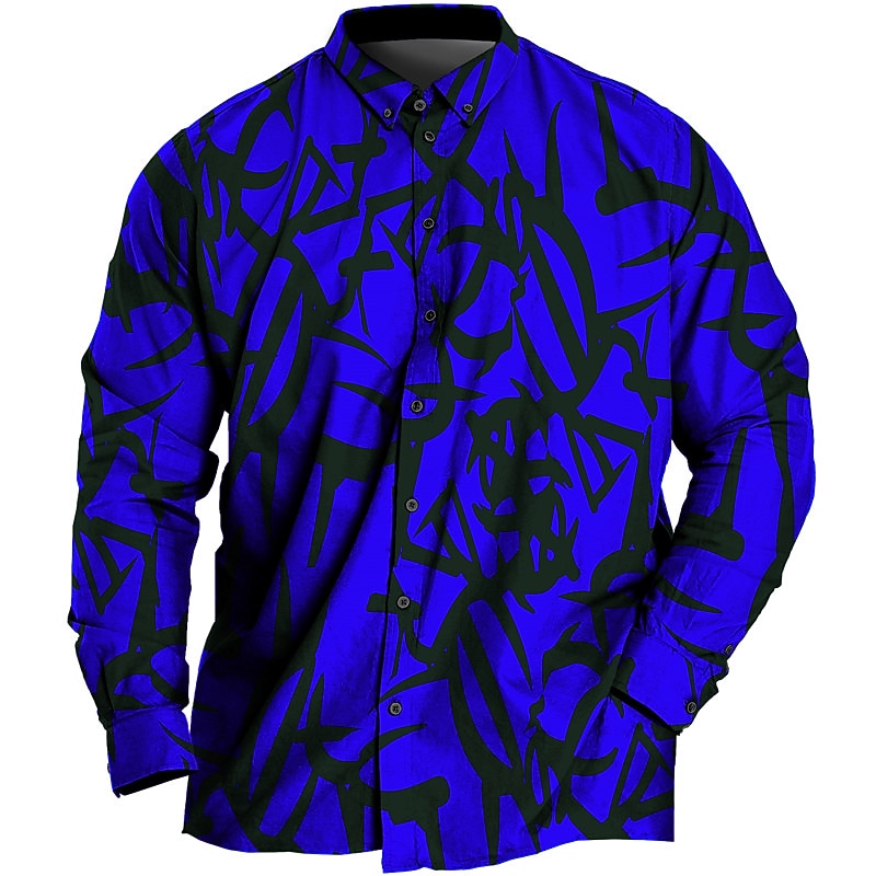 Men's Plus Size Shirt Big and Tall Abstract Turndown Buttons Long Sleeve Spring & Summer Sports Fashion Streetwear Designer Outdoor Vacation Tops2