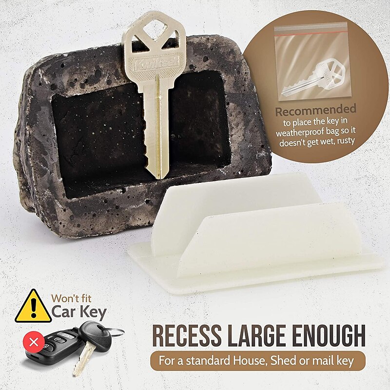 Fake Stone Key Hider, Decorative Stone Shaped Spare Key Case, Never Get Locked Out Again, Outdoor Furniture Supplies2