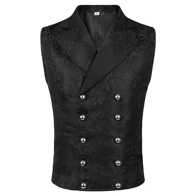 Retro Vintage Medieval Renaissance Coat Waistcoat Prince Knight Ritter Nobleman Jacquard Fancy Dress Men's Steampunk Adults' waistcoat2