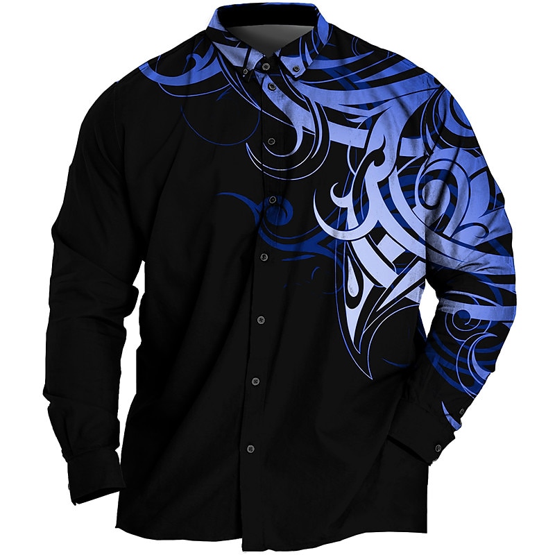 Men's Plus Size Shirt Big and Tall Graphic Prints Turndown Buttons Long Sleeve Spring & Summer Sports Fashion Streetwear Designer Outdoor Vacation Tops3