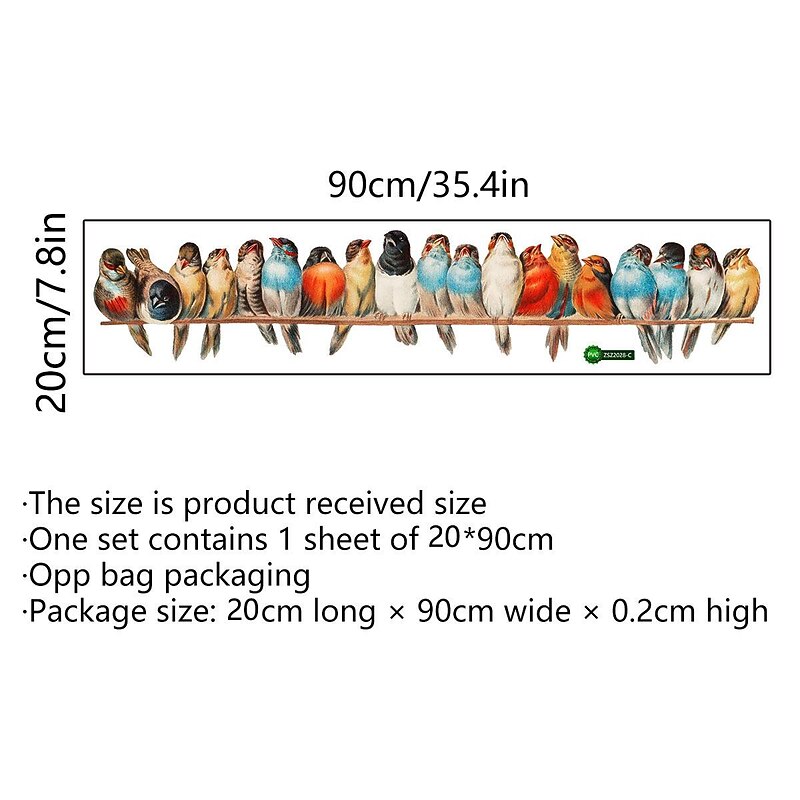 Cool Wallpapers 1Pcs Birds Wall Stickers, Removable 3D Birds Stickers Wallpaper Border, Wall Mural Vinyl Wall Art Decor For Kids Bedroom, Living Room, Nursery Room, 35.4x7.8 Inches2