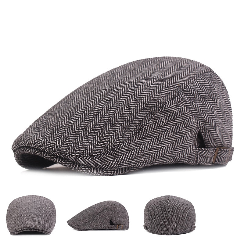 Men's Flat Cap Black Coffee Cotton Streetwear Stylish 1920s Fashion Outdoor Daily Going out Graphic Prints Warm