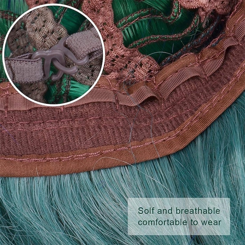 Women Peacock Blue Green Wig Long Curly Wavy Wigs for Girl 29.5 Inch Colorful Wig Cosplay Costume Party Fluffy Wig Synthetic Charming Heat Friendly Ombre Wig  Halloween Wigs St.Patrick's Day Wigs4