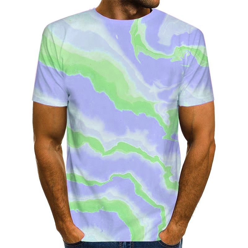 Men's Graphic T Shirt Short Sleeve T shirt 3D Print Round Neck Shirt Streetwear Daily Going out Light Pink Pink Blue Clothing Apparel Normal S M L XL XXL 3XL3