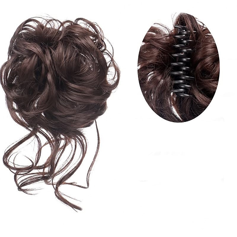 Claw Messy Bun Hair Pieces Clip Wavy Curly Hair Chignon Clip in Hairpieces Tousled Updo Donut Hair Bun Synthetic Fake Hair Ponytail for Women Girls3