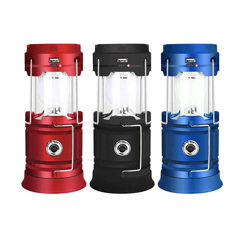 Solar LED Camping Lantern Waterproof Rechargeable Tent Lamp Portable Lanterns Emergency Lights Market Lamp Energy Saving Bulb2