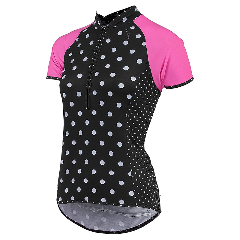 Women's Cycling Jersey Graphic Polka Dot Short Sleeve Bike Jersey Top with 3 Rear Pockets Mountain Bike MTB Road Bike Cycling Quick Dry Reflective Strips Back Pocket Moisture Wicking Sports Pink Blue