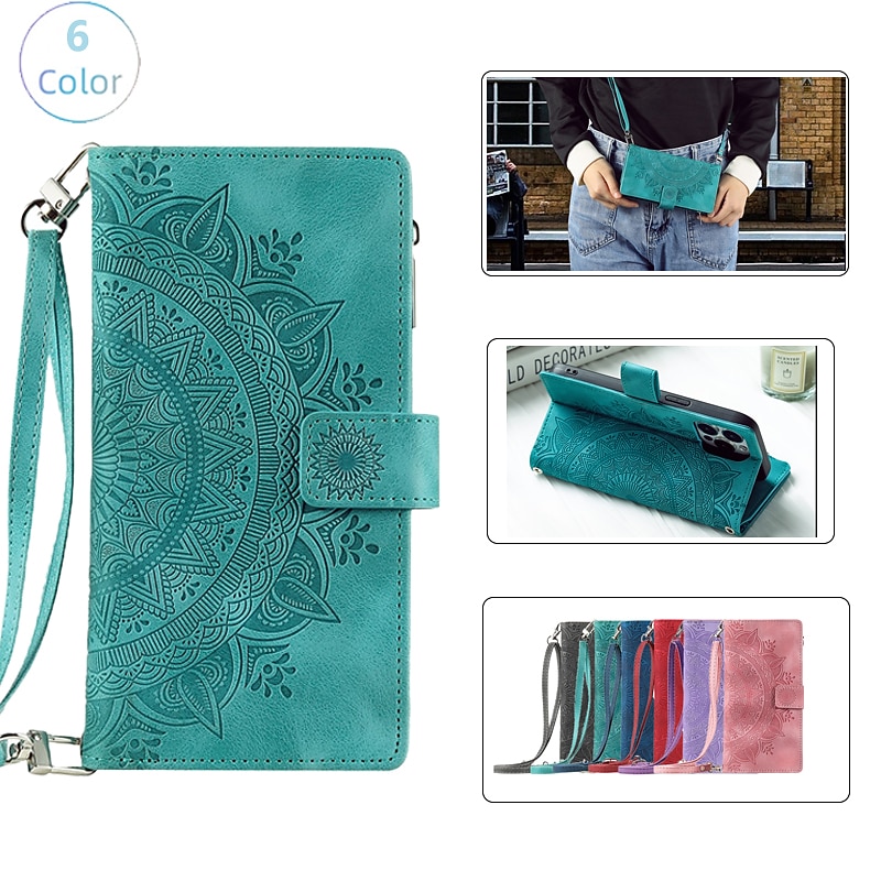 Phone Case For iPhone 16 15 14 Pro Max Plus 16e 13 12 11 Pro Max Mini Wallet Case Flip Cover with Stand Holder Zipper Full Body Protective TPU PU Leather