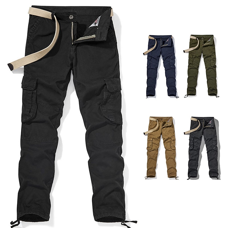 Men's Cargo Pants Cargo Trousers Trousers Multi Pocket Straight Leg Solid Colored Comfort Wearable Outdoor Daily Sports Stylish ArmyGreen Black2