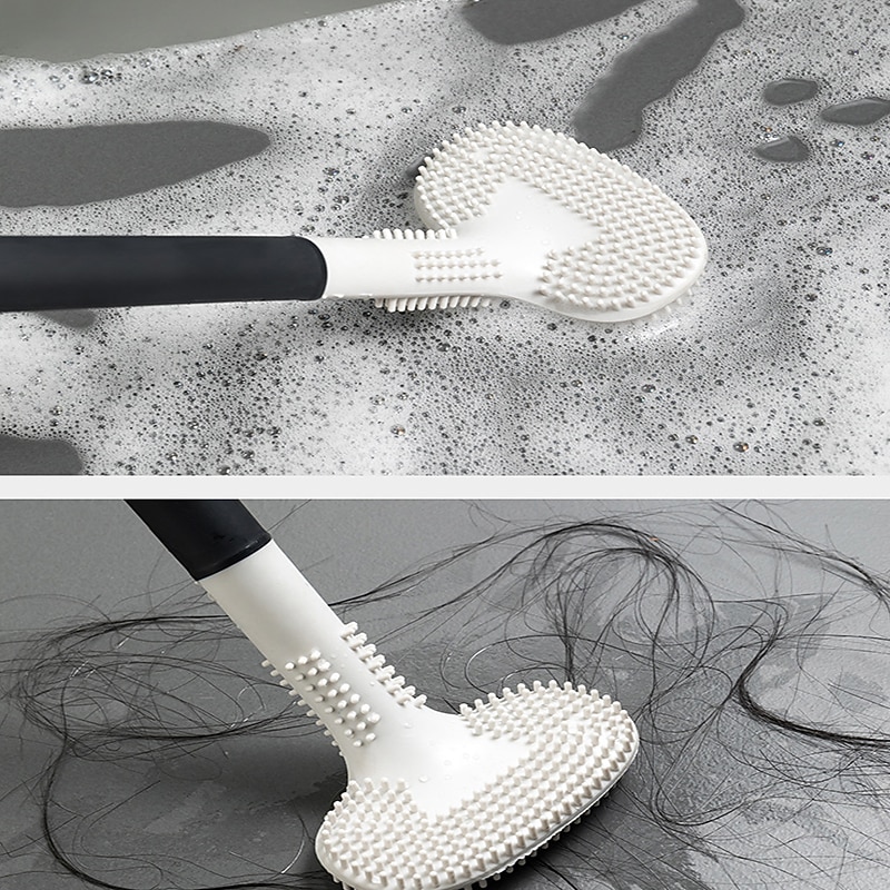 1pc Silicone Toilet Brush Golf Brush Head With No Dead Corner On Both Sides Soft Hair Cleaning Toilet Brush Toilet Curved Toilet Brush4