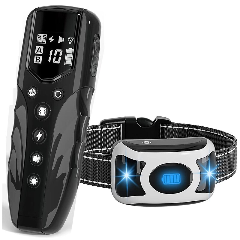 2000FT Pet Dog Training Collar 4 Working Mode Flashlight Beep Vibration Shock With Keypad Lock IPX7 Waterproof Type C Rechargeable2