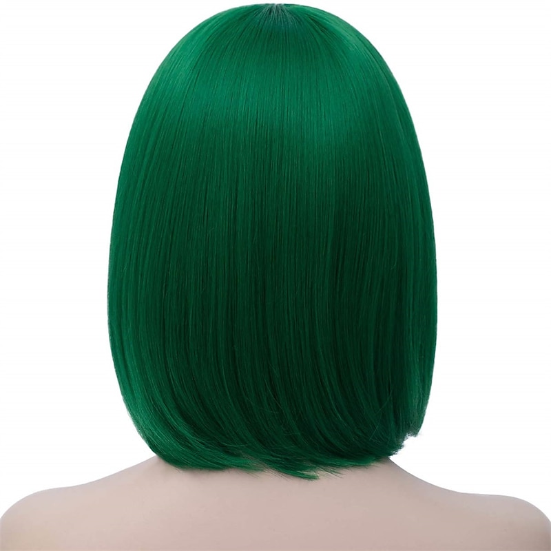 Green Wigs for Women 12'' Short Green Bob Wig with Bangs Natural Synthetic Soft Wig Cute Colored Wigs for St Patrick's Day Party Halloween St.Patrick's Day Wigs2