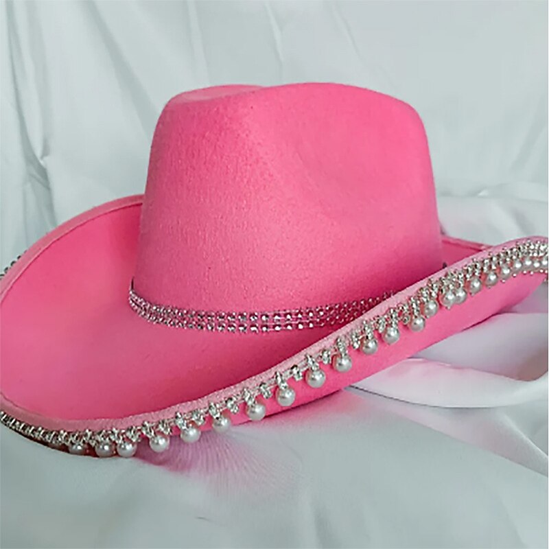 Hats Fabric Bride Cowboy Hat Wedding Valentine's Day Cocktail Royal Astcot Fashion Wedding With Pearl Headpiece Headwear2