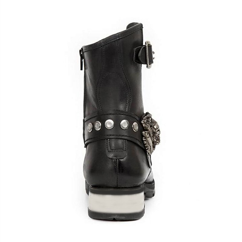 Men's Boots Combat Boots Motorcycle Boots Biker boots Vintage Daily PU Mid-Calf Boots Loafer Black Fall Winter2