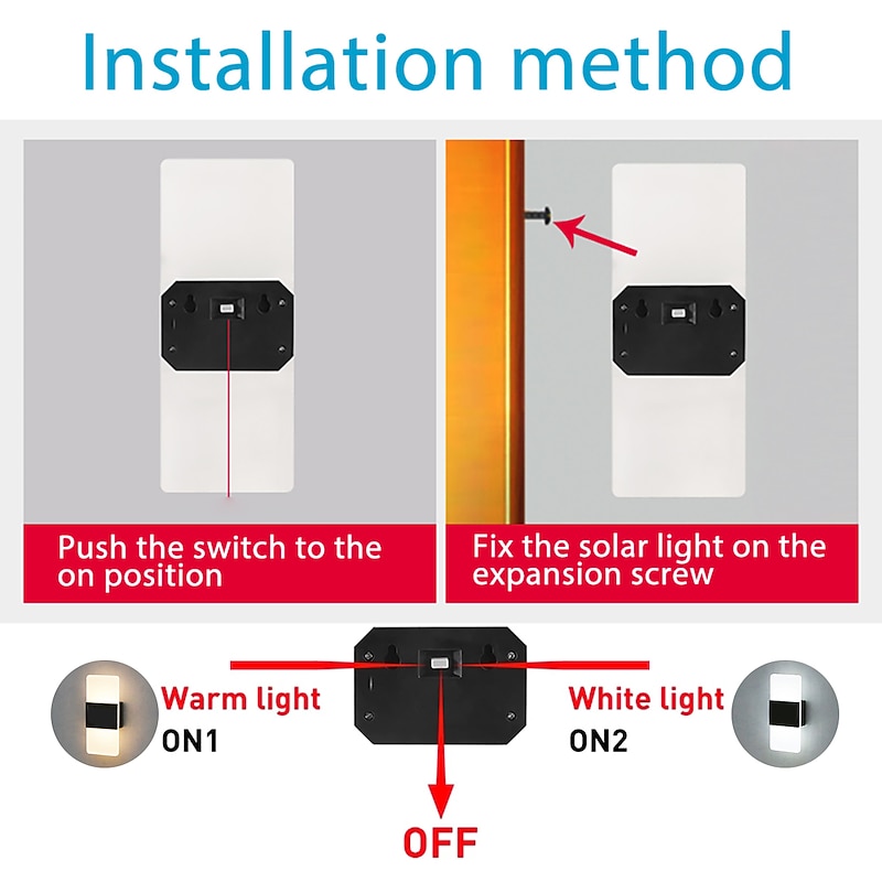 2pcs Solar Wall Lights 2 Modes Lighting Outdoor Waterproof LED Wall Lamp Intelligent Light Control Garden Fence Lights Solar Lamp Courtyard Street Landscape Light2