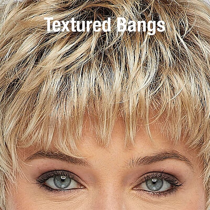 Chic Pixie Wig with Shattered Bangs and Tousled Layers / Multi-Tonal Shades of Blonde Silver Brown and Red2