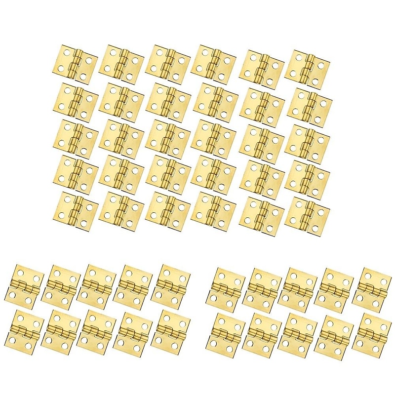 50pcs Mini Pure Copper Hinges Retro Brass Hinges With 200 Pieces Replacement Screws For Wooden Box Jewelry Chest Box Cabinet DIY Accessories (10 X 8mm/0.4 X 0.3inch)