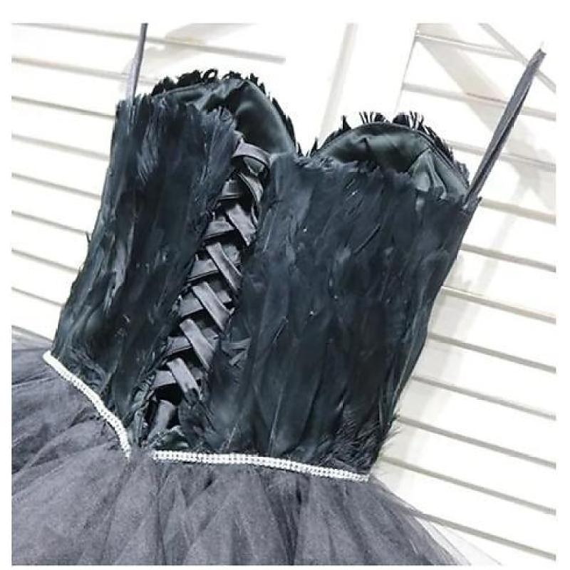Outfits Short / Mini Tutu Accesories Set Feather Dress Normal Sleeveless Black Swan Feather Romantic Fashion Sheath / Column Halter Neck Fancy Dress Women's Christmas Halloween Carnival Formal3