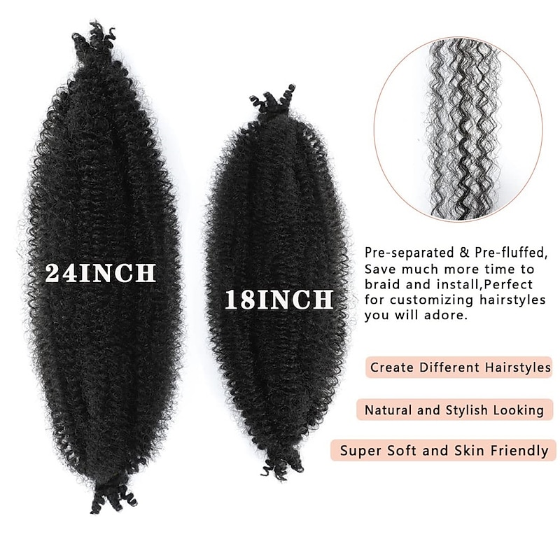 8 Packs Pre-Separated Springy Afro Twist Hair Suitable for Damaged Soft Locs Synthetic Marley Twist Braiding Hair3