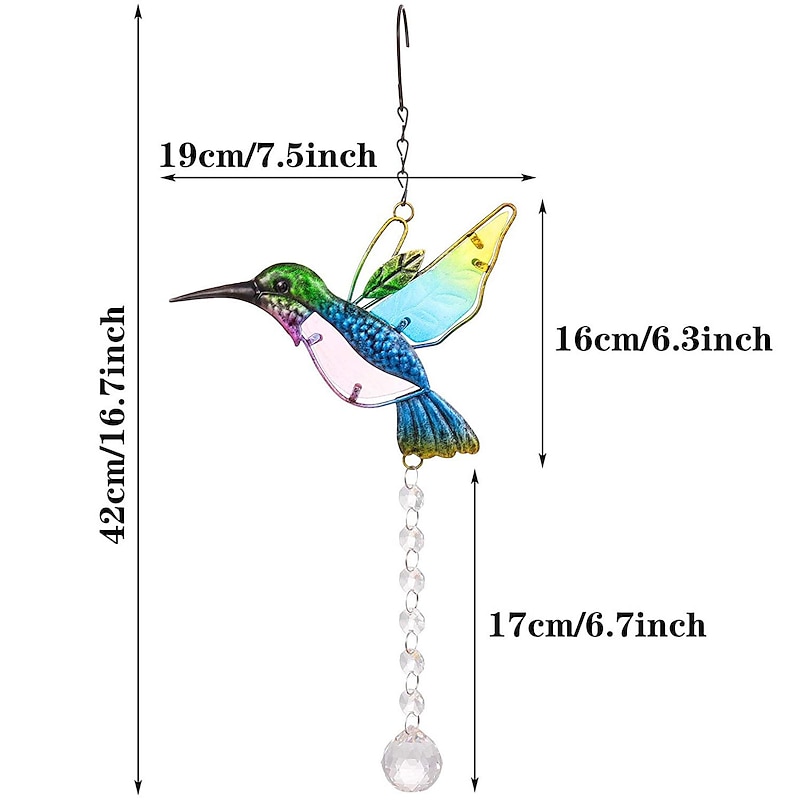 1pc, Hummingbird Crystal Sun Catcher Pendant, Hanging Prism Ball Garden Decoration2